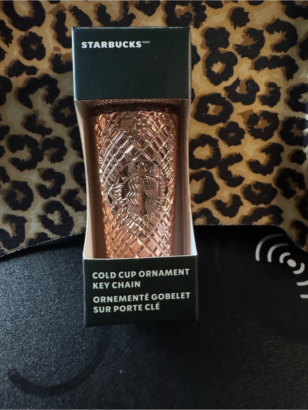 Starbucks Rose Gold Textured Cold Cup Ornament Keychain